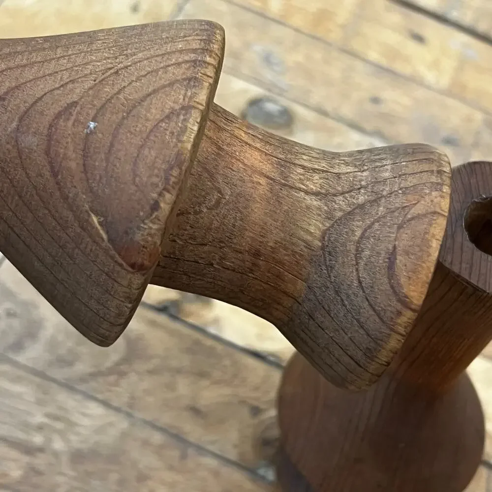 Hand Turned Wood Candlestick Holders Tapered 6.5